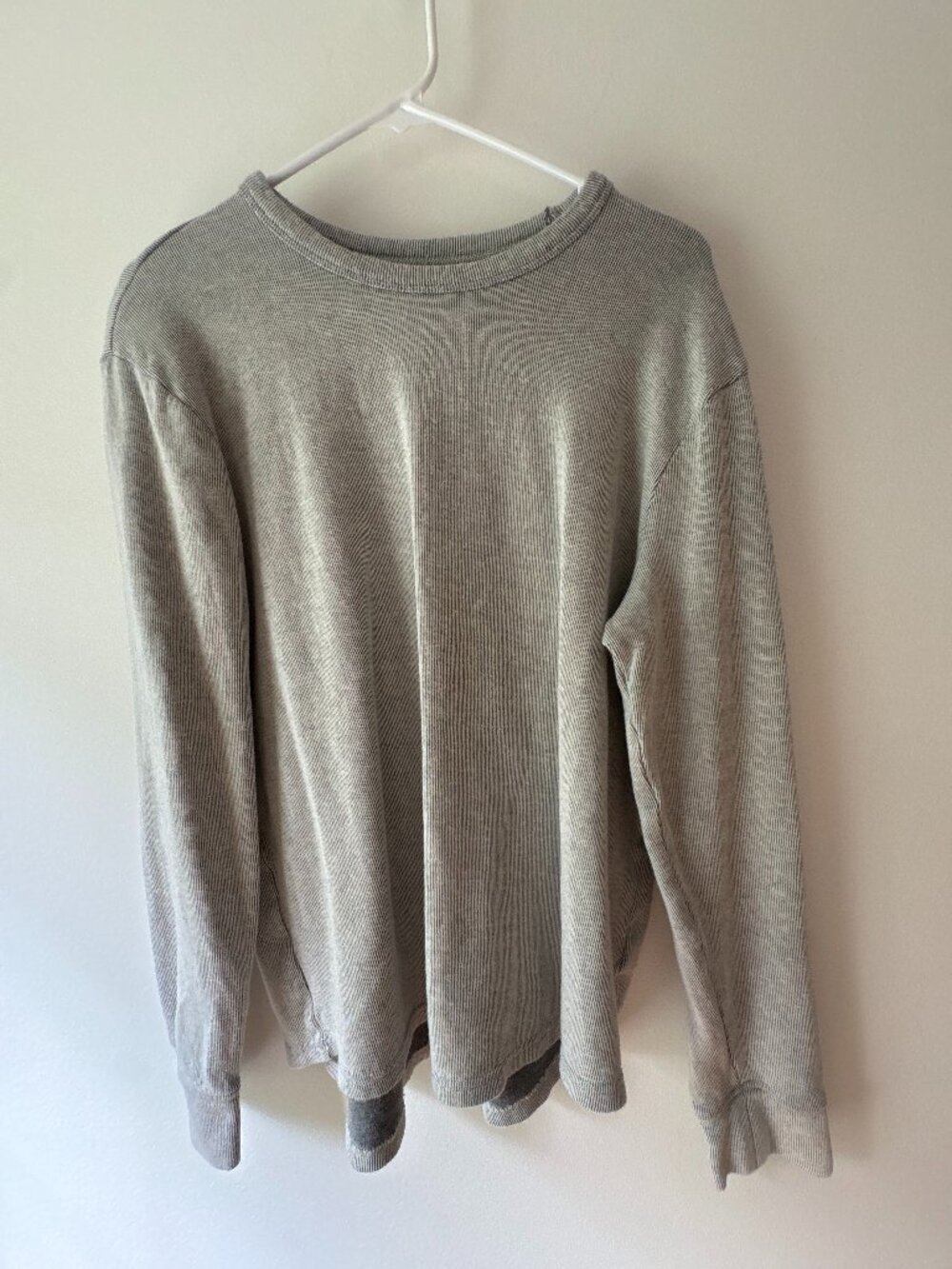Old Navy Charcoal Heather Ribbed Knit Soft Washed Crewneck Long Sleeve Large